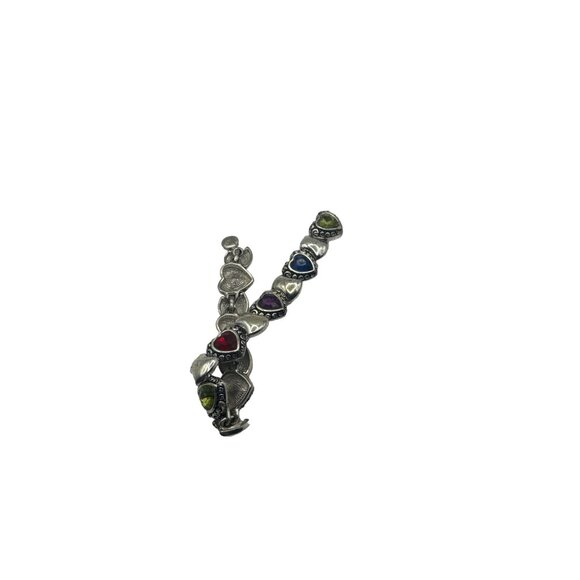 Heart Charm Bracelet With Multicolored Stones In Silver Magnetic Clasp - Picture 7 of 7